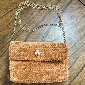 Elegant Handmade Tan Velvet Women Bag